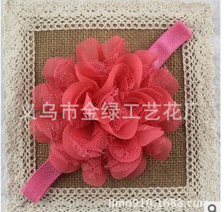 Diadema de gasa para bebé niña con lazo de flor - accesorio para fotos BB10TSYW