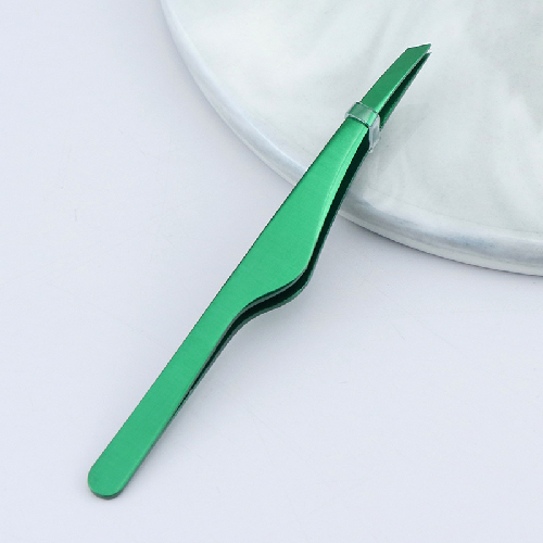 Stainless Steel Slant Tweezers for Eyebrows, Lashes & Beauty